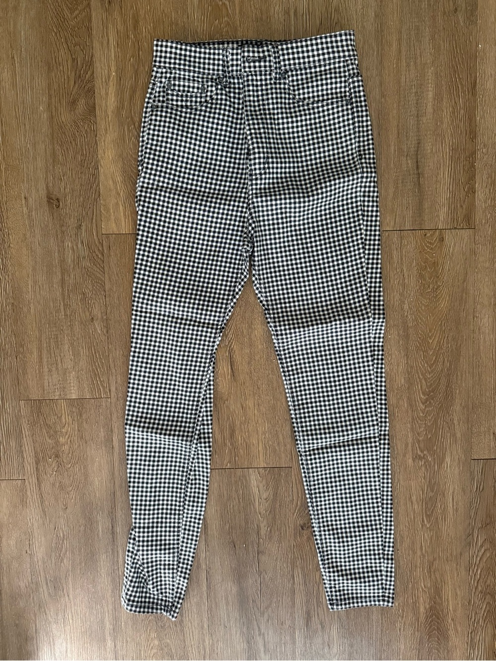 stradivarius Black & White Gingham Skinny Pants